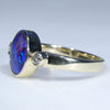 Australian Solid Black Crystal Opal & Diamond Gold Engagement and Wedding Ring Set - Size 7 US Code DWB17