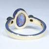 Australian Solid Black Crystal Opal & Diamond Gold Engagement and Wedding Ring Set - Size 7 US Code DWB17