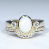 Australian Solid White Opal & Diamond Gold Engagement and Wedding Ring Set - Size 6.25 US Code DWB10