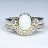Natural Australian White Opal Gold and Diamond Wedding Ring Set