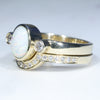Australian Solid White Opal & Diamond Gold Engagement and Wedding Ring Set - Size 6.25 US Code DWB10