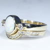 10k Gold - Solid White Opal - Natural Diamonds