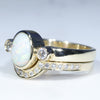 Australian Solid White Opal & Diamond Gold Engagement and Wedding Ring Set - Size 6.25 US Code DWB10