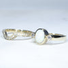Australian Solid White Opal & Diamond Gold Engagement and Wedding Ring Set - Size 6.25 US Code DWB10