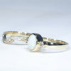 Australian Solid White Opal & Diamond Gold Engagement and Wedding Ring Set - Size 6.25 US Code DWB10