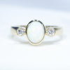 Australian Solid White Opal & Diamond Gold Engagement and Wedding Ring Set - Size 6.25 US Code DWB10