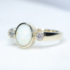 Australian Solid White Opal & Diamond Gold Engagement and Wedding Ring Set - Size 6.25 US Code DWB10