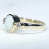 Australian Solid White Opal & Diamond Gold Engagement and Wedding Ring Set - Size 6.25 US Code DWB10