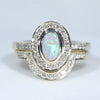 Natural Australian Black Crystal Opal gold and Diamond Wedding Ring Set