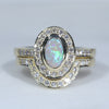 Australian Solid Crystal Opal & Diamond Gold Engagement and Wedding Ring Set - Size 6.5 US Code DWB16