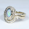 10k Gold - Solid Black Crystal Opal - Natural Diamonds