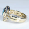 Australian Solid Crystal Opal & Diamond Gold Engagement and Wedding Ring Set - Size 6.5 US Code DWB16