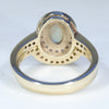 Australian Solid Crystal Opal & Diamond Gold Engagement and Wedding Ring Set - Size 6.5 US Code DWB16