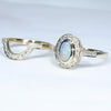 Australian Solid Crystal Opal & Diamond Gold Engagement and Wedding Ring Set - Size 6.5 US Code DWB16