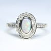 Australian Solid Crystal Opal & Diamond Gold Engagement and Wedding Ring Set - Size 6.5 US Code DWB16