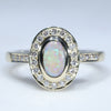 Australian Solid Crystal Opal & Diamond Gold Engagement and Wedding Ring Set - Size 6.5 US Code DWB16