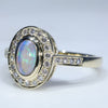Australian Solid Crystal Opal & Diamond Gold Engagement and Wedding Ring Set - Size 6.5 US Code DWB16
