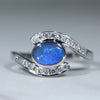 Natural Australian Boulder Opal and Diamond 14K White Gold Ring Size - 6.5 US Code  EJ79