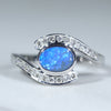 Natural Australian Boulder Opal White Gold and Diamond Ring