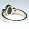 Natural Australian Black Opal and Diamond Gold Ring - Size 6 US Code - EM01