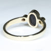 Natural Australian Black Opal and Diamond Gold Ring - Size 6 US Code - EM01
