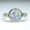 Natural Australian Crystal Black Opal Gold and Diamond Ring