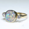 18k Gold - Solid Crystal Black Opal - Natural Diamonds