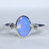 Natural Australian Boulder Opal Silver and Diamond Ring
