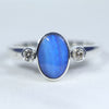 Natural Australian Boulder Opal Silver and Diamond Ring