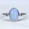 Natural Australian Boulder Opal Silver and Diamond Ring