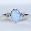 Natural Australian Boulder Opal Sliver and Diamond Ring