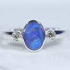 Natural Australian Boulder Opal Silver and Diamond Ring