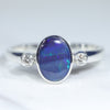 Natural Australian Boulder Opal Silver and Diamond Ring