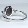 Australian Solid Boulder Opal and Diamond Silver Ring - Size 7.75 Code RM35