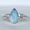 Natural Australian Boulder Opal Silver and Diamond Ring