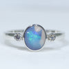 Natural Australian Boulder Opal Silver and Diamond Ring