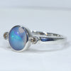 Sterling Silver - Solid Boulder Opal - Natural Diamonds