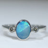Natural Australian Boulder Opal Silver and Diamond Ring