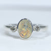 Natural Australian Boulder Opal Silver and Diamond Ring