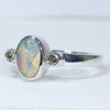Sterling Silver - Solid Boulder Opal - Natural Diamonds