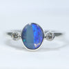 Natural Australian Boulder Opal Silver and Diamond Ring