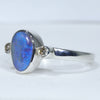 Sterling Silver - Solid Boulder Opal Natural Diamonds