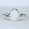 Natural Australian White Opal Silver and Diamond Ring