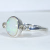 Sterling Silver - Solid White Opal - Natural Diamonds