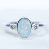 Natural Australian Boulder Opal Silver and Diamond Ring