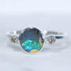 Natural Australian Boulder Opal Silver and Diamond Ring