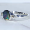 Sterling Silver - Solid Boulder Opal - Natural Diamonds