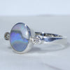 Sterling Silver - Solid Boulder Opal - Natural Diamonds