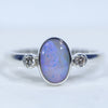 Natural Australian Boulder Opal Silver and Diamond Ring