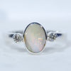 Natural Australian Boulder Opal Silver and Diamond Pendant